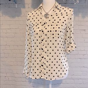 White polka dot portafino shirt by express XS